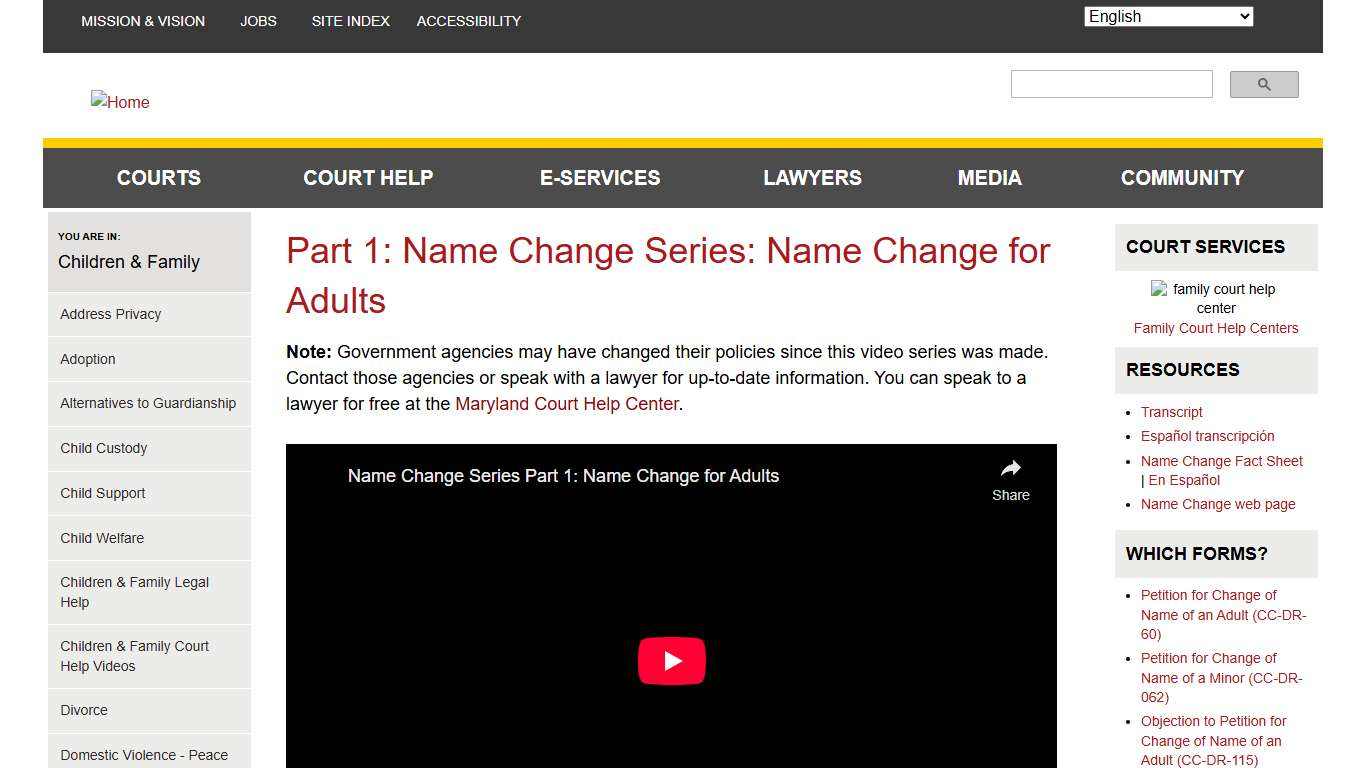 Part 1: Name Change Series: Name Change for Adults Maryland Courts